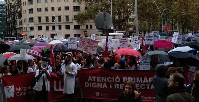 Cientos de médicos protestan en Barcelona por la sobrecarga de trabajo
