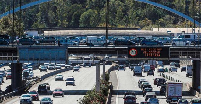 Madrid limita este miércoles la velocidad a 70 km/h en la M-30 por alta contaminación