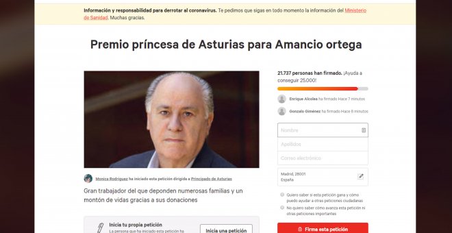 Amancio Ortega, propuesto para el Premio Princesa de Asturias de la Concordia