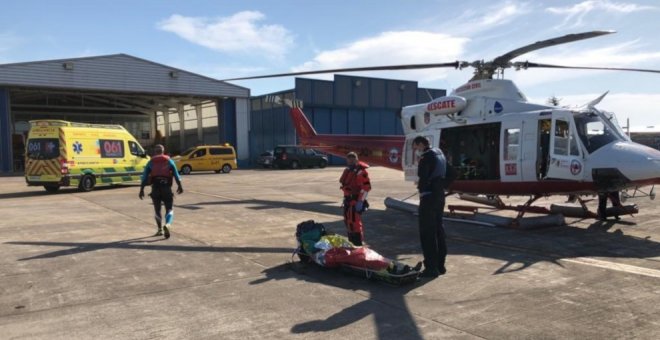 Rescatado un santoñés preahogado cuando hacía pesca submarina en Noja y evacuado en helicóptero a Valdecilla