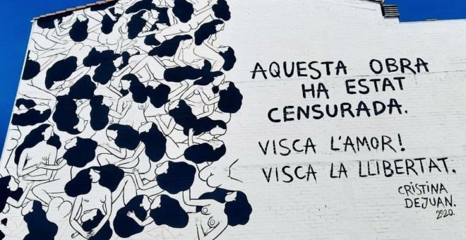 Un grupo de vecinos de un pueblo de Lleida impide terminar un mural con mujeres desnudas besándose