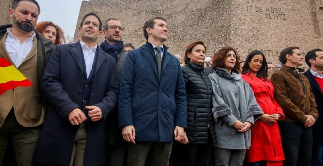 PP, Vox y Cs reeditarán la foto de Colón en una concentración contra los indultos del 'procés' convocada por Rosa Díez