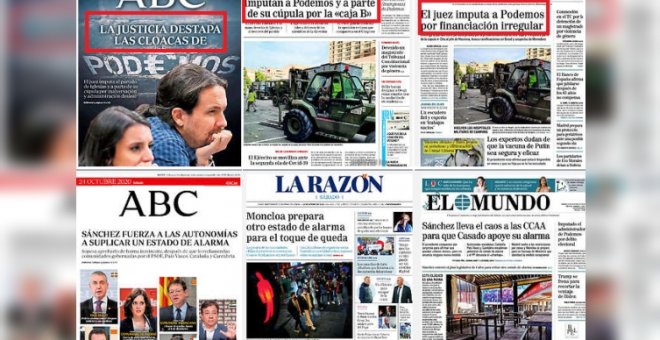 Y de golpe, la "prensa seria" se olvidó de Podemos: las portadas omiten que el juez ha archivado el caso de la supuesta caja B del partido