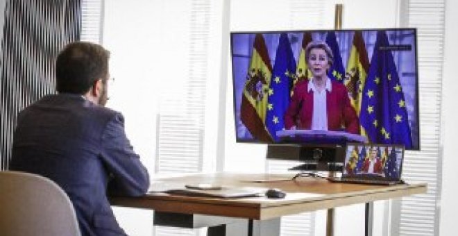 Aragonès reclama a Sánchez la gestió directa dels fons europeus i reivindica un referèndum per Catalunya a Von der Leyen