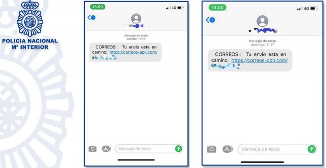 La Policía alerta de un ciberataque que suplanta a Correos mediante un SMS