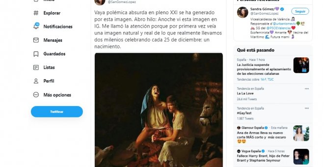 La Fiscalía no ve delito en la polémica por la Virgen publicada por Sandra Gómez: "No provoca odio a católicos"