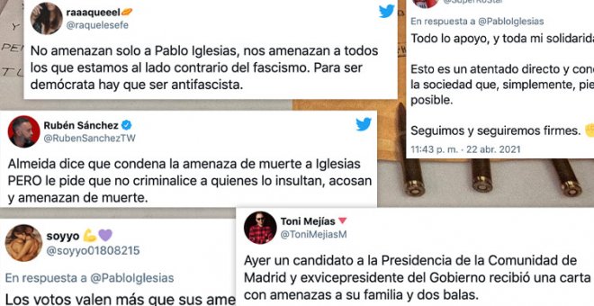"Nos amenazan a todos": las cartas con balas enviadas a Iglesias, Marlaska y Gámez indignan a los tuiteros
