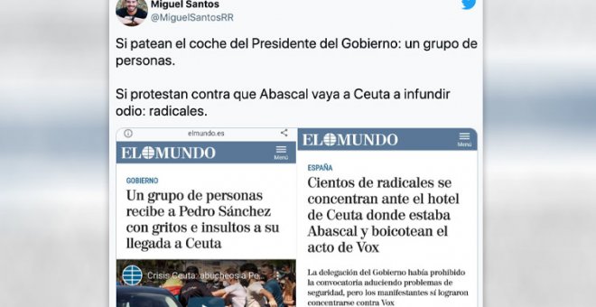 Si protestan contra Sánchez son "personas", si es contra Abascal, "radicales": la diferencia de titulares que ha cabreado a los tuiteros
