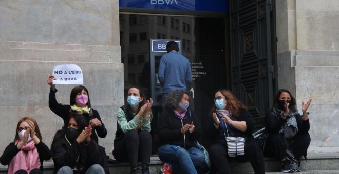 La plantilla del BBVA a Catalunya tanca vora el 90% d'oficines al país per protestar contra l'ERO