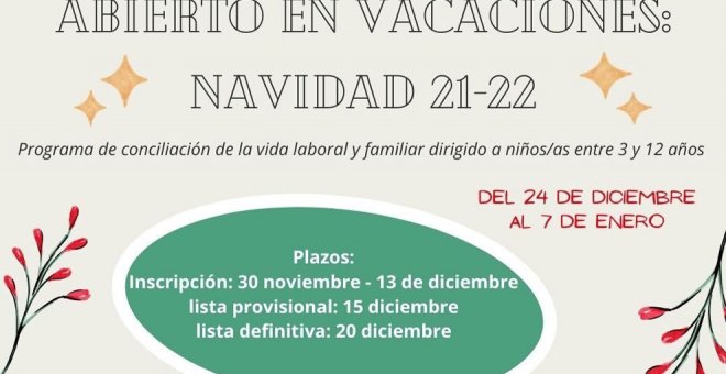 Torrelavega abre el plazo de inscripción a 'Abierto en Vacaciones: Navidad 2021'
