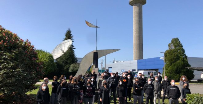 Los trabajadores de la tele gallega se manifiestan contra la manipulación del PP
