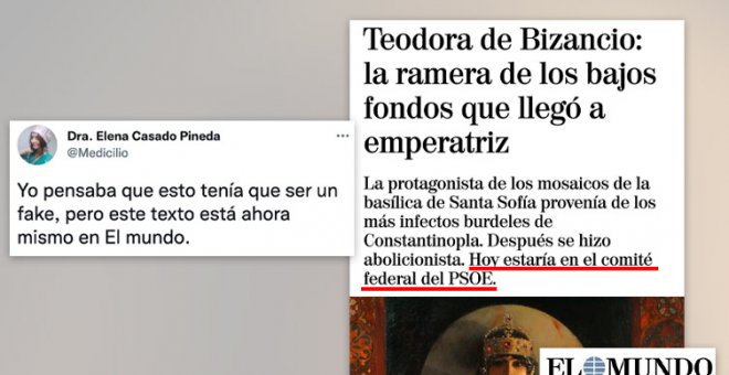 El indignante artículo de 'El Mundo' sobre Teodora de Bizancio que asegura que "hoy estaría en el comité federal del PSOE"
