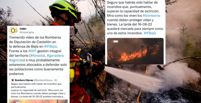 "Fuera, fuera": el estremecedor vídeo de unos bomberos en Castelló rodeados por las llamas