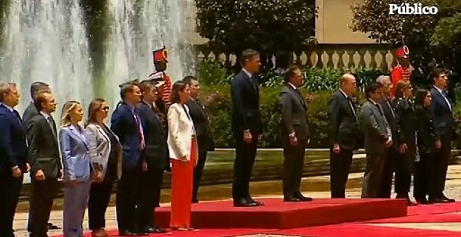 Pedro Sánchez, es recibido por el presidente de la República de Colombia, Gustavo Petro