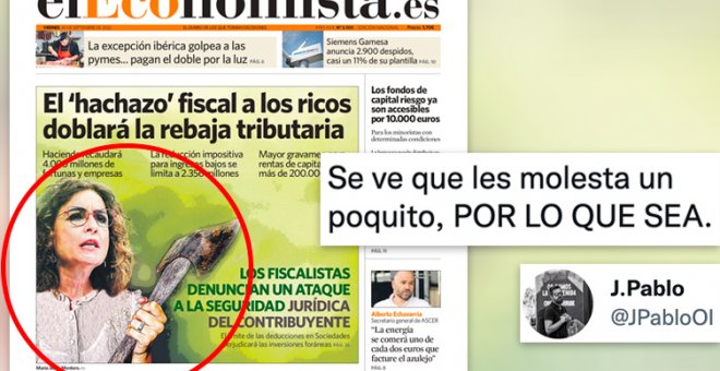 No es un meme, es la portada de un diario económico con un fotomontaje de María Jesús Montero con un hacha: "El Economista Today"