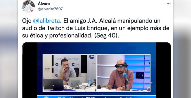 Indignación por el audio manipulado de Luis Enrique que ha emitido la Cope: "Luego se preguntarán por qué los jugadores prefieren el Twitch"