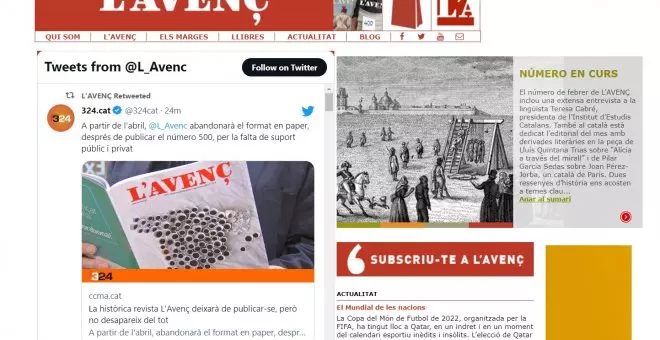 La històrica revista 'L'Avenç' desapareix en paper i passarà a ser només digital