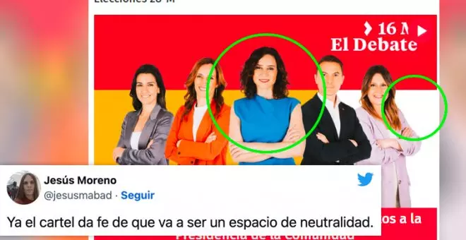"¿Ayuso era candidata o moderadora?": críticas a la bochornosa imagen con la que Telemadrid promocionó su debate electoral
