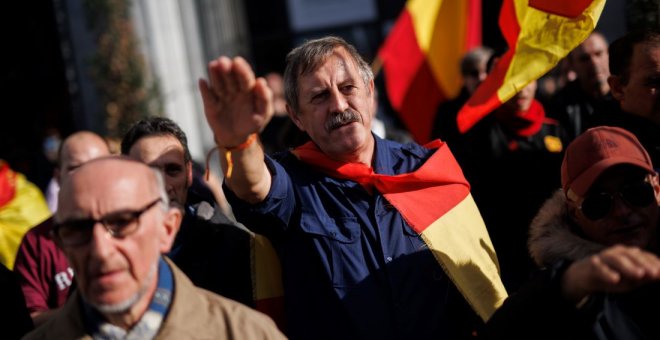 Grupos franquistas desafían de nuevo la ley de memoria con actos en pleno centro de Madrid por el "Día de la Victoria"