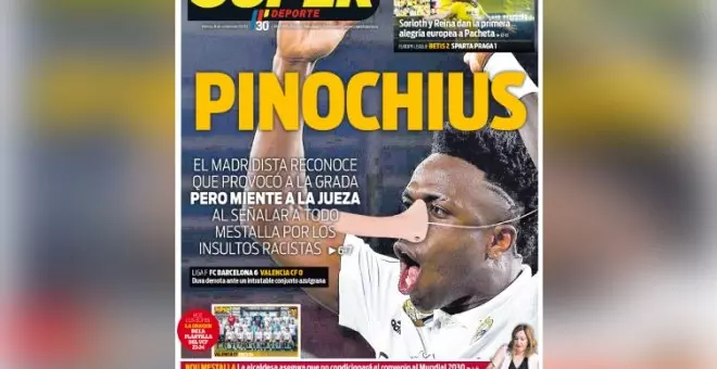Críticas a la portada de 'Superdeporte' contra Vinicius tras su declaración por los insultos racistas