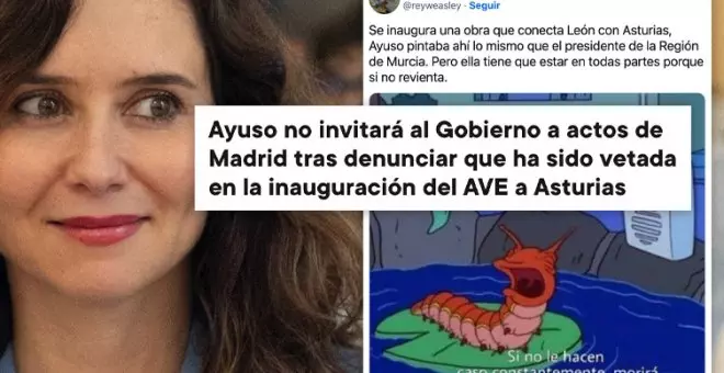 Ayuso veta a Sánchez por no invitarla a la inauguración del AVE de León a Asturias: "Hace política como una niña maleducada"