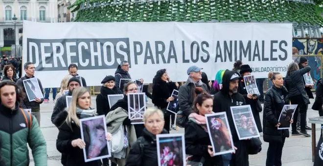 Decenas de activistas se manifiestan en Madrid contra el maltrato animal en la industria ganadera