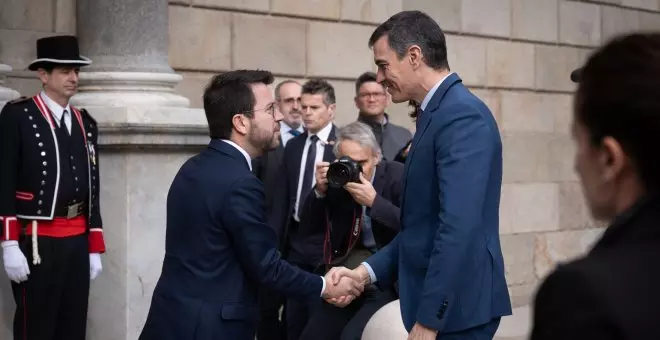 Aragonès y Sánchez escenifican el arranque de la negociación para culminar la resolución del conflicto