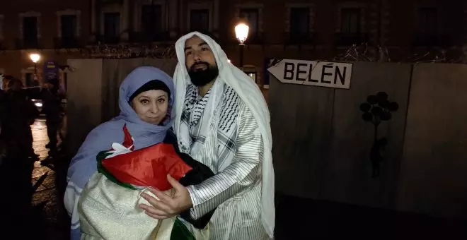 Un belén viviente en Madrid simula la represión y la ocupación de Israel sobre Gaza