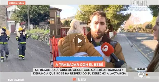 Un bombero de La Rioja acude al trabajo con su bebé de cinco meses: "Me dijeron que me buscara la vida"