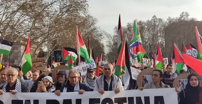 Miles de personas se manifiestan en Madrid para pedir un alto el fuego inmediato en Palestina