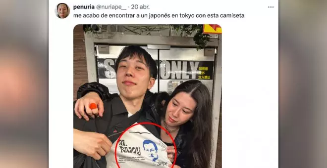 Una española se encuentra  en Tokio a un japonés con una camiseta de Rajoy: "Estoy chillando de la risa"