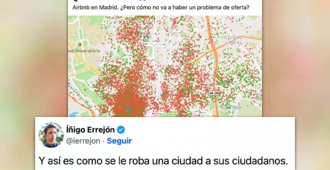 Íñigo Errejón resume en una frase la imagen que ilustra la locura de los pisos turísticos en Madrid