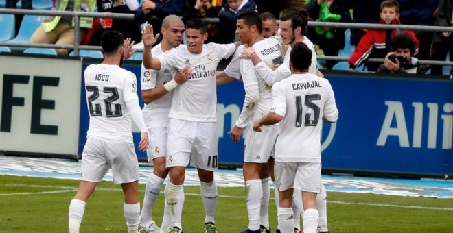 Los jugadores del Real Madrid se dieron un festín de goles en Coliseum. /EFE