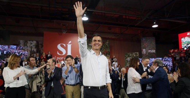 Pedro Sánchez, en el acto de la presentación de la candidatura para el 26-J. EFE/Angel Sánchez