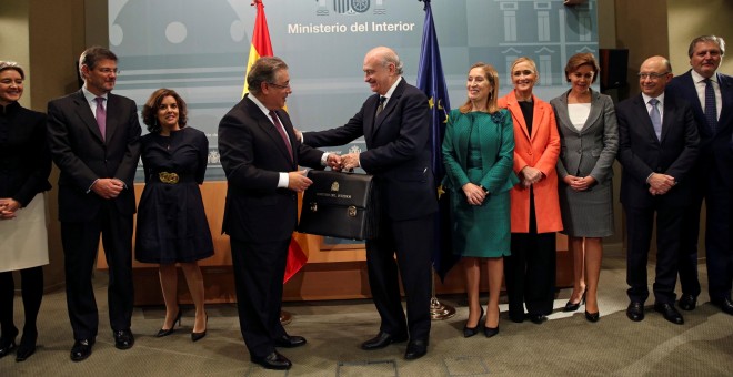 El exministro de Interior Jorge Fernández Díaz en el acto de traspaso de cartera con su sucesor Juan Ignacio Zoido. REUTERS/Susana Vera