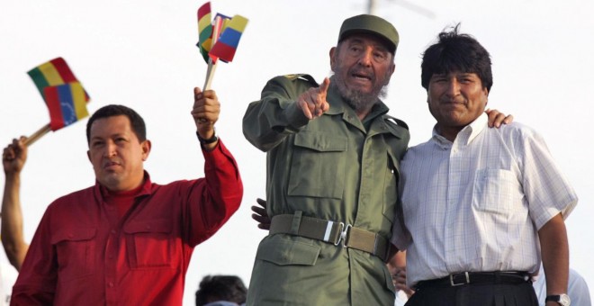 Fidel Castro encontró en Hugo Chavez y Evo Morales socios idóneos para un eje bolivariano en Latinoamérica.