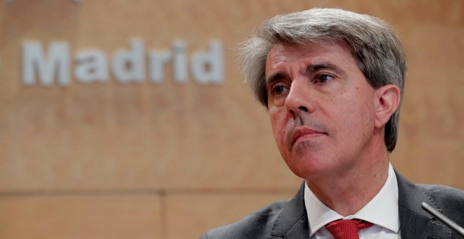 El presidente en funciones de la Comunidad de Madrid, Ángel Garrido, durante la rueda de prensa que ha ofrecido tras la reunión delEjecutivo autonómico. EFE