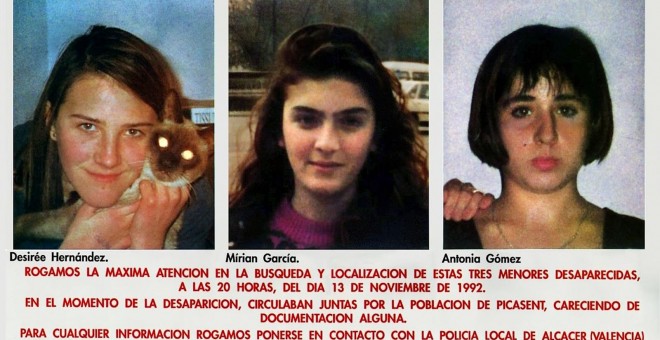 Cártel de búsqueda de las niñas de Alcàsser asesinadas en 1992.