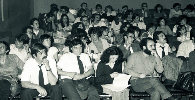 Reunión de abogados durante el franquismo.