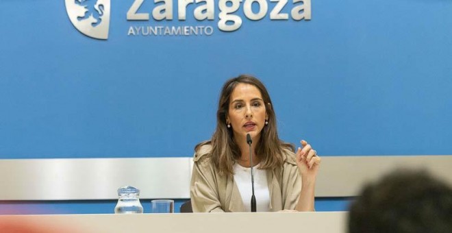 La concejala conservadora María Navarro es la responsable económica del gobierno de Azcón y Fernández y su portavoz.(AYUNTAMIENTO DE ZARAGOZA)