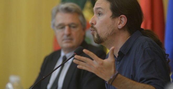 Pablo Iglesias durante su intervención en la UAM. /@ahorapodemos