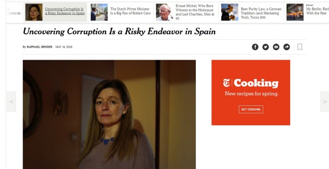 Crónica del medio estadounidense 'The New York Times' en la que se hace eco del desamparo que sufren los denunciantes de corrupción en España.