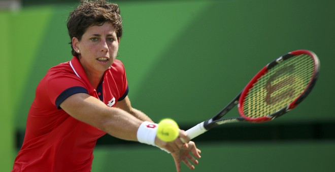 Carla Suárez, durante su encuentro contra la estadounidense Madison Keys. /REUTERS