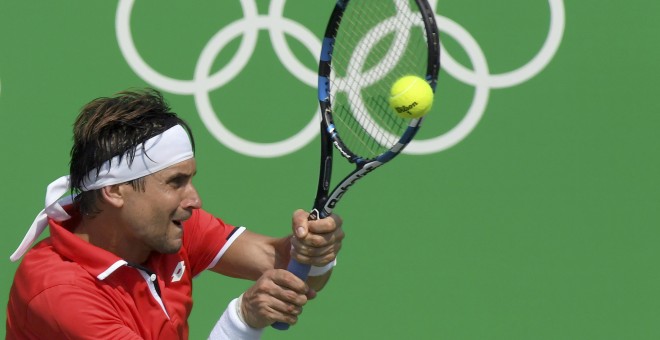 David Ferrer durante su partido contra el ruso Donskoy. /REUTERS