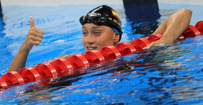 Mireia Belmonte, tras acabar su serie de 200 mariposa. REUTERS/Dominic Ebenbichler