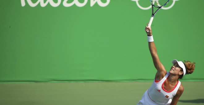 Garbiñe Muguruza en su partido contra la puertorriqueña Mónica Puig. /REUTERS