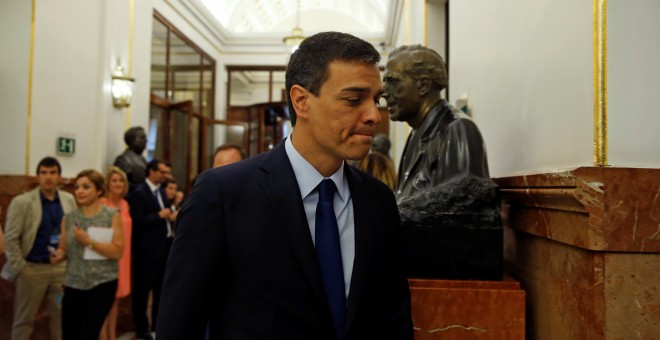 El secretario general del PSOE, Pedro Sánchez, en el Congreso de los Diputados.- REUTERS/Andrea Comas