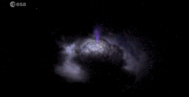 Chorro azul que emerge hacia arriba en una tormenta, observado desde la Estación Espacial.- –ESA/NASA/IRISS/DTU