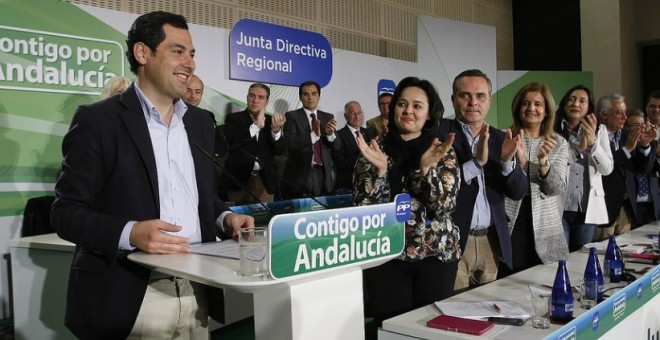 El líder del PP andaluz, Juan Manuel Moreno, en una reunión de la Junta Directiva Regional. Flickr PP Andaluz