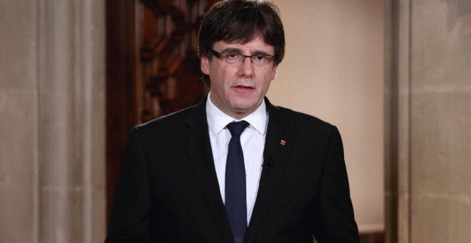 El president de la Generalitat, Carles Puigdemont, en el seu missatge institucional dos dies després del referèndum